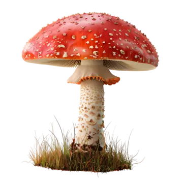 a close up of a mushroom in the grass