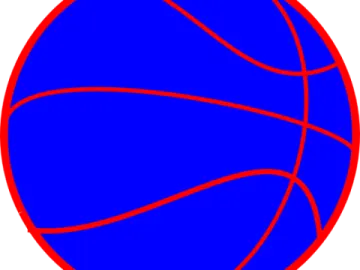 a blue basketball ball with red lines