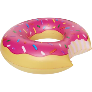 a pink donut inflatable on a white background