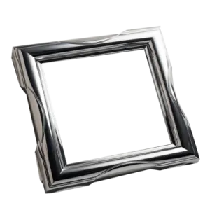 a silver picture frame on a white background