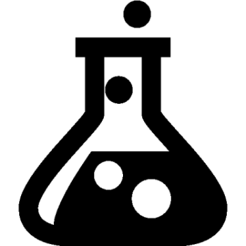 a black and white icon of a flask