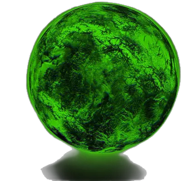 a green glass ball on a white background