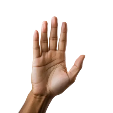 a person is holding their hand up in the air