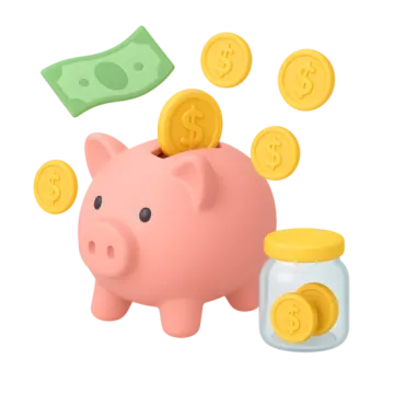 a piggy bank with coins falling out of it