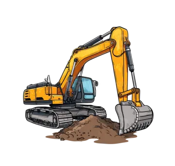 a yellow exor digger machine digging dirt