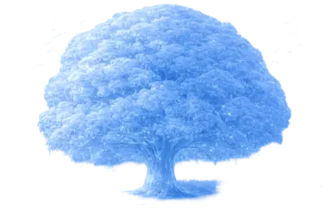 a blue tree on a white background