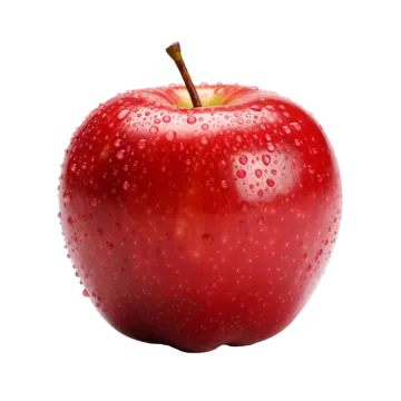 a red apple with water drops on it