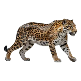 a jaguar walking across a white background