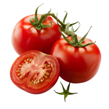 two tomatoes on a white background