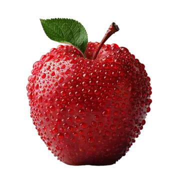 a red apple with water droplets on it