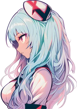 a drawing of a girl with long hair and blue eyes