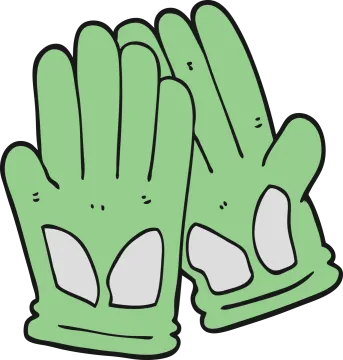 a pair of green gloves