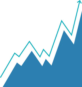 a line graph with an arrow pointing up to the top