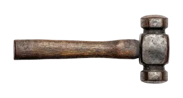 an old hammer on a white background