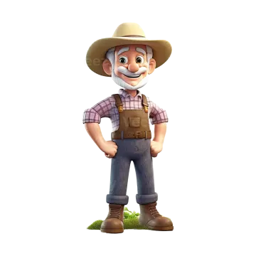 a cartoon character wearing a hat and overalls