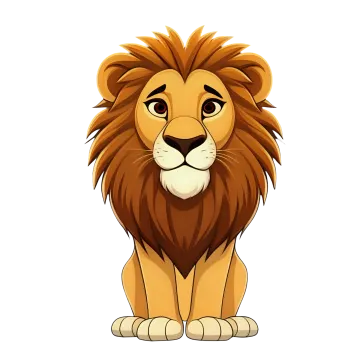 a cartoon lion sitting on the ground