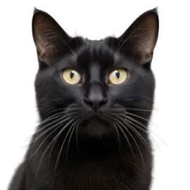 a black cat with yellow eyes