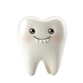 a tooth with a smile on it