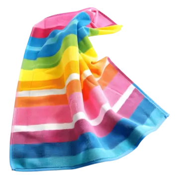 a colorful striped scarf on a white background