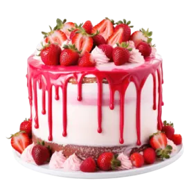 a cake with strawberries and strawberrys on top