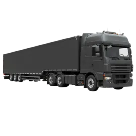 a black semi truck on a white background