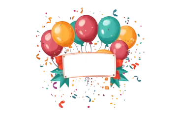 a bunch of balloons with a blank sign
