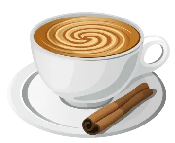 a cup of coffee and cinnamon