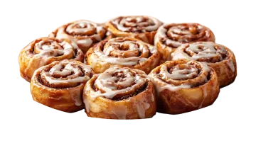 a plate of cinnamon rolls on a white background