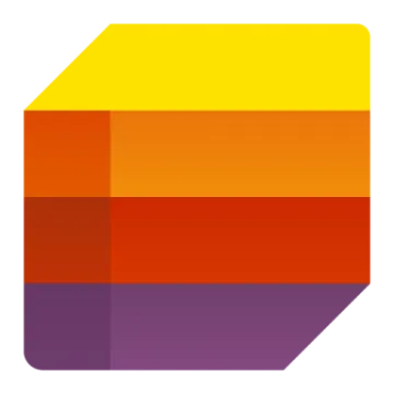 an orange and yellow square with a white background