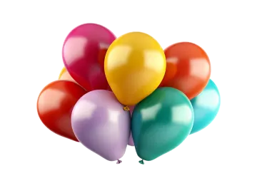a bunch of balloons on a white background