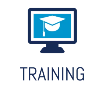 a computer with the words training on it