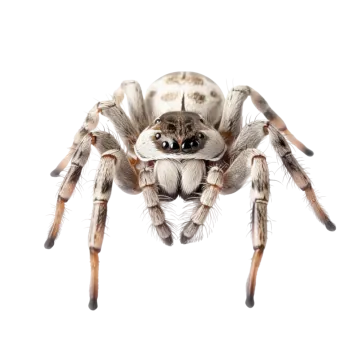 a jumping spider on a white background