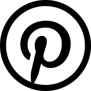 a black and white pin icon in a circle