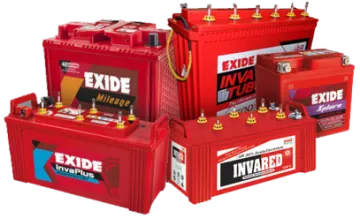 a red box filled with various types of batteries