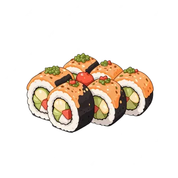 a set of sui rolls on a white background