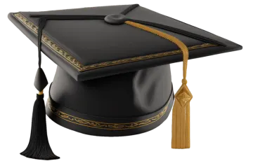 a black graduation cap with gold trim