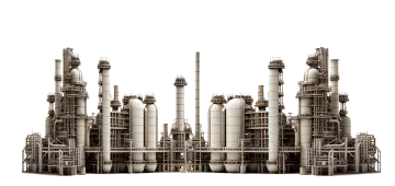 an image of a factory with many pipes