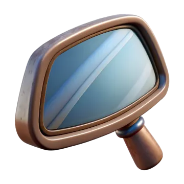 a close up of a mirror on a white background