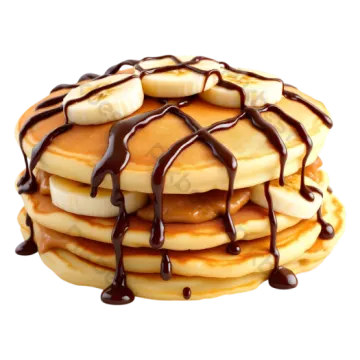 a stack of pancakes covered in chocolate sauce