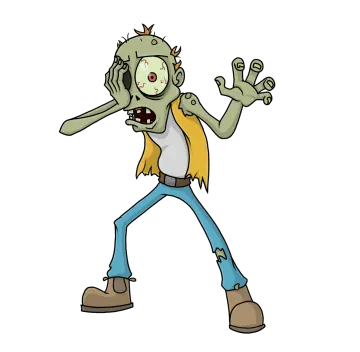 an image of a zombie with his hands up