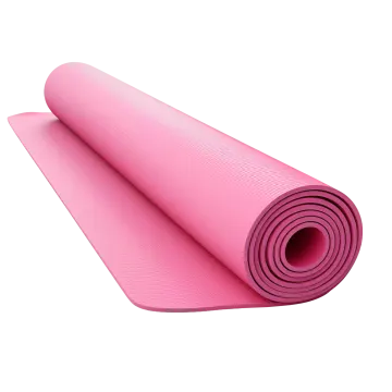 a pink yoga mat on a white background