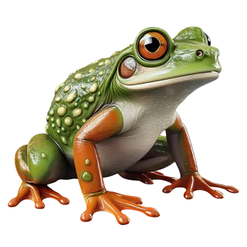 a green frog sitting on top of a white surface