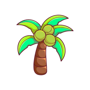 a cartoon palm tree with green leaves