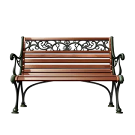 a wooden bench on a white background