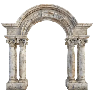 a pair of stone archways