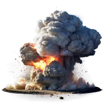 a large cloud of black and white smoke