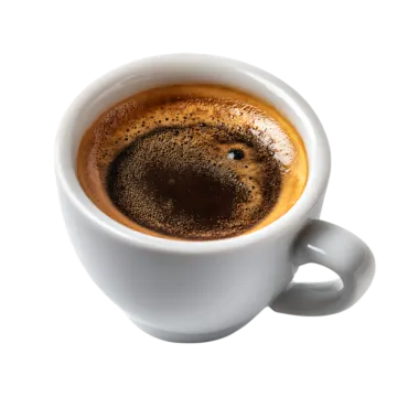 a cup of coffee on a white background