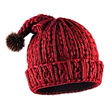 a red hat with a pom on it