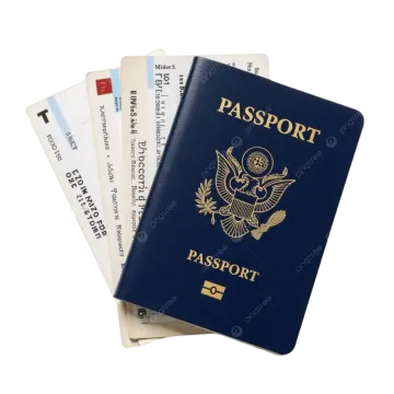passport and credit cards on white background