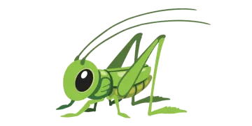 a green grasshopper with big eyes